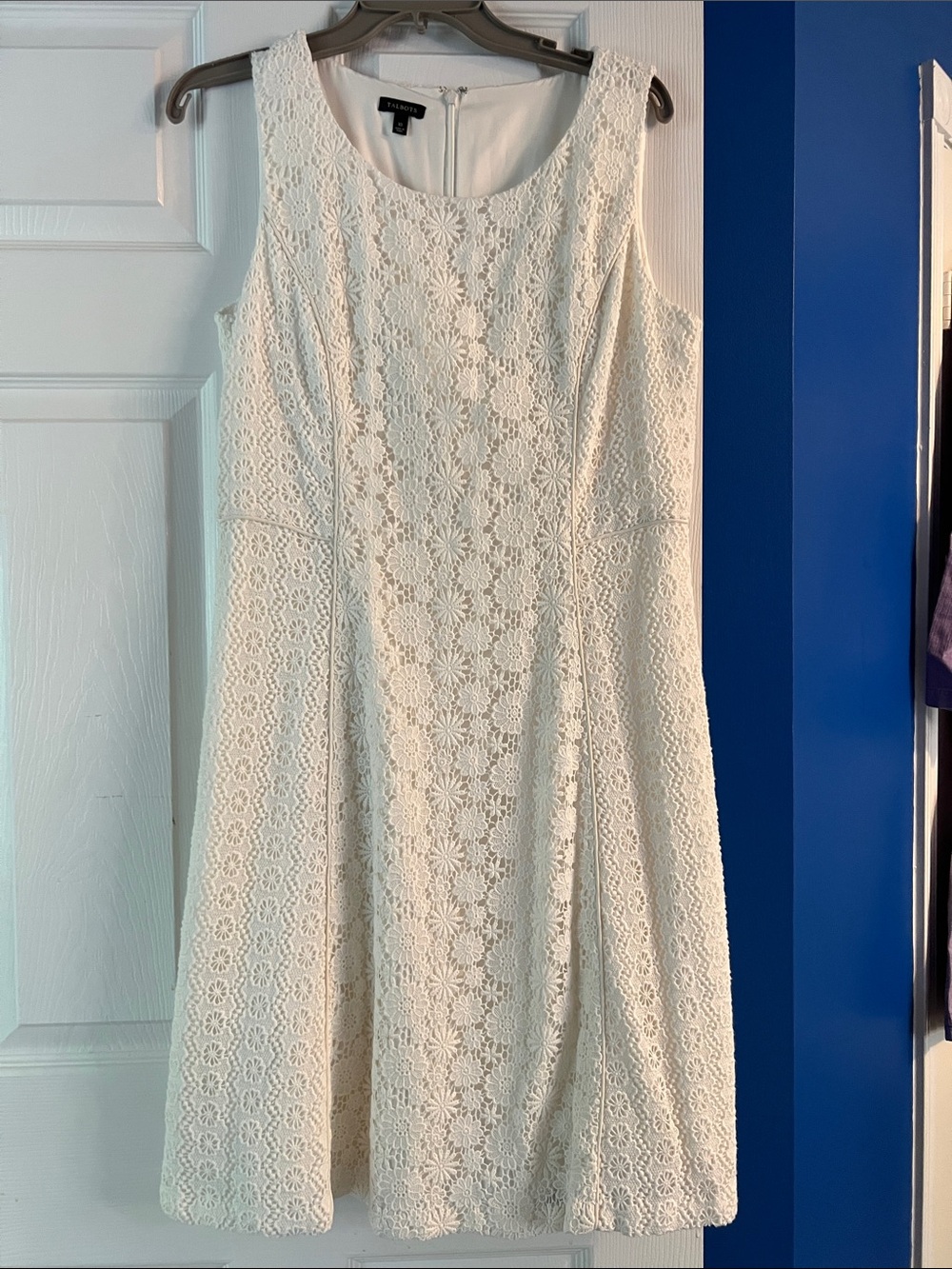 Talbots Cream Lace Fit-and-Flare Mini Dress